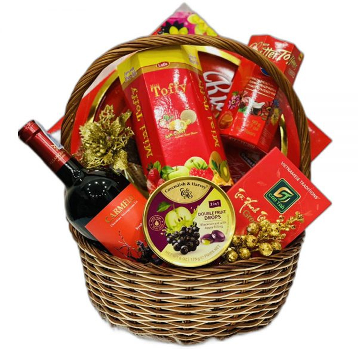 giỏ quà tết rượu vang carmelo tây ban nha G5 giỏ quà tết rượu vang carmelo tây ban nha G5