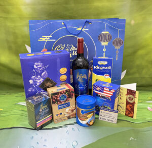 Túi quà tết vang moganto red wine nhãn xanh