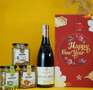 Hộp quà tết vang pháp delas wine cotes du rhone 2025