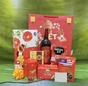 Túi quà tết rượu vang moganto red wine nhãn đỏ T3