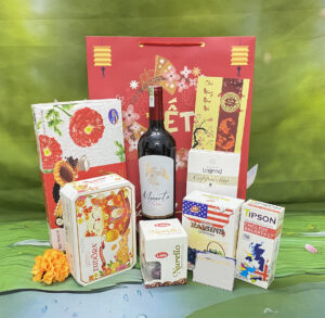Túi quà tết rượu vang moganto red wine nhãn trắng T2
